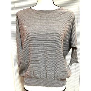 Fabiana Filippi Silver Metal Striped Dolman Sleeve Top